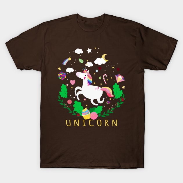 Cute Magical Unicorn tshirt lovers sweetshirt gift funny rainbow T-Shirt by artab